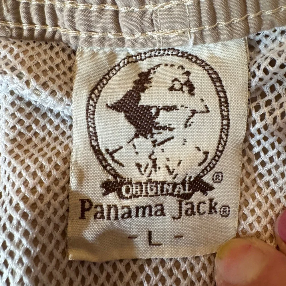 Panama Jack Mens Swim Trunks Large Tan Nylon Mesh Lined Beachwear Coastal